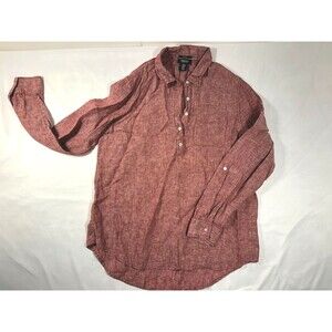 Jones and Co Button Up Top Womens M. Red, 100% Linen Long Sleeve Casual Work